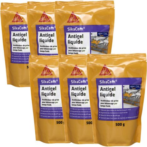 Lot de 6 antigels liquides SIKA SikaCem Accélérateur pour bétonnage par temps froid - 500 g (1/3)