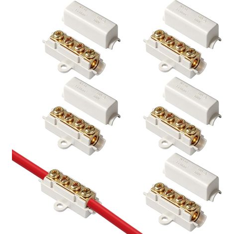 Lot de 5 Connecteurs Câbles Électriques 1000 V 100 A, Connecteur Fil Laiton avec Bornier Fil à Double Vis, Borne Connexion Haute Performance pour Fils 2,5 à 16 mm² (1/5)