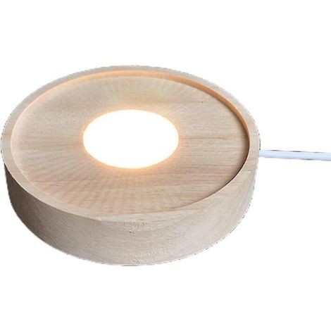 Runder Displaysockel, LED-Lichtdisplaysockel, Beleuchtungssockel aus Glas und Holz (1/4)