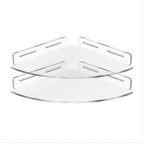 Lot de 2 étagères d'angle flottantes triangulaires à fixer au mur, idéales pour la salle de bain, la cuisine ou la chambre. (1/5)