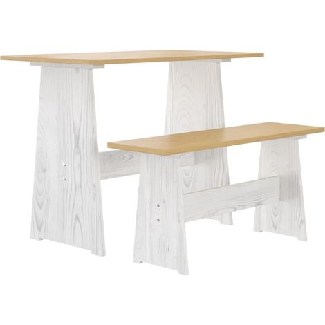 Mesa de comedor con Banco Pinho Pinho Brown Mel/White