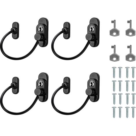 4 serrures limiteurs de fenêtre, limiteurs de fenêtre et de porte verrouillables avec clés, serrure de fenêtre battante adaptée aux enfants, dispositif de contrôle d'ouverture de fenêtre pour une prot (1/4)