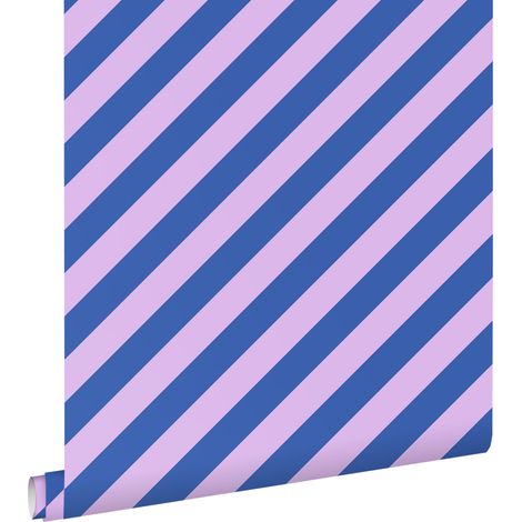 papier peint à rayures lilas violet et bleu royal  - ESTAhome (1/5)