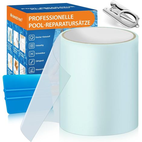 Rustine Piscine, Kit Reparation SPA Gonflable, PVC Rustine Piscine Waterproof 10cm x 250cm, Ruban Adhésif Pour La Réparation de Sous L'eau S'applique à La Pataugeoire et Aux Matelas Pneumatiques