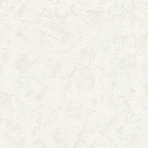 Papier peint idéal cuisine style scandinave | Papier peint moderne blanc effet ciment | Tapisserie unie blanche effet crépi - 10,05 x 0,53 m (1/3)