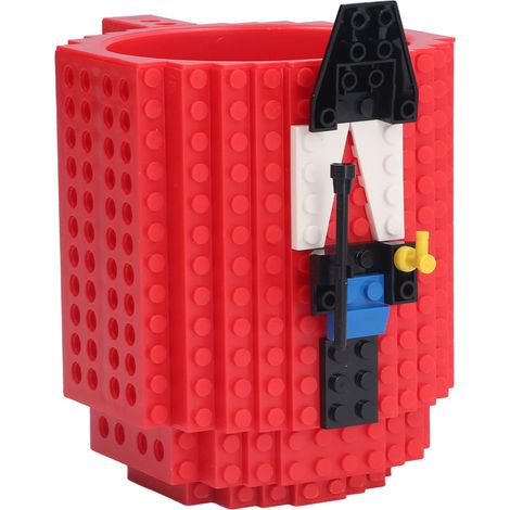 Tasse à café rouge avec briques de construction, amusante et DIY, sans BPA, pour enfants, jeu créatif avec blocs (1/5)