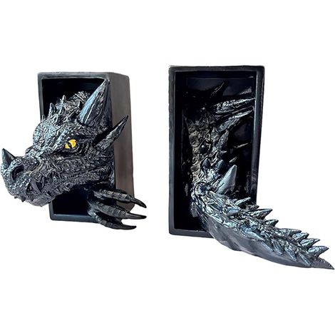 2 serre-livres dragon 3D détachables pour décoration fantaisie entre livres ou sur étagère (1/5)