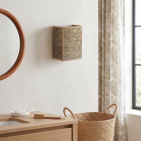 Aplique de Pared en Rafia Natural y Cinta Beige  Serie ELEA (1/5)