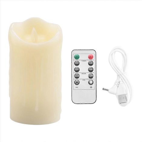 Bougies LED, bougies sans flamme à effet vacillant, bougie rechargeable, 15 cm (1/5)