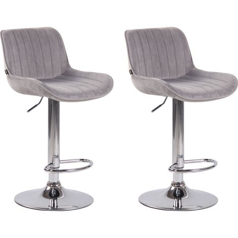 Set de 2 taburetes de bar Lentini en terciopelo Gris Cromado