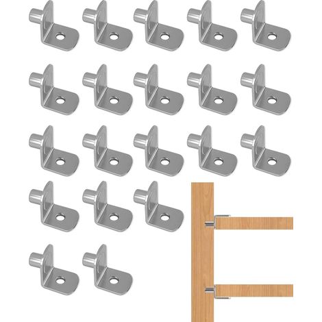 20 Pièces Support pour Métal, L-Forme, pour Armoire de Cuisine, Support Équerre Cheville, Etagere en Fer Nickelé, taux pour consoles et taquets pour taquet etagere 5mm (1/5)