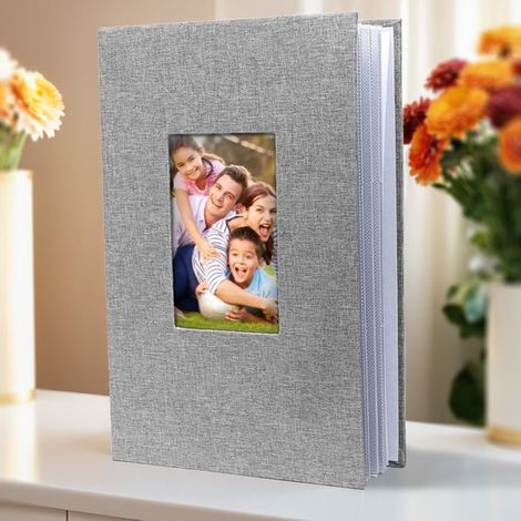 Album photo de famille, espace pour 300 photos (15 cm), grand format, couverture en lin, pour photos de famille, mariages, voyages et photos de bébé, 33 x 22 x 5 cm (1/5)