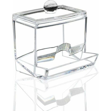 Dispenser di bastoncini di cotone in acrilico, porta bastoncini di cotone in plastica, scatola trasparente per bastoncini di cotone, scatola per riporre bastoncini di cotone, portagioie con coperchio, (1/5)