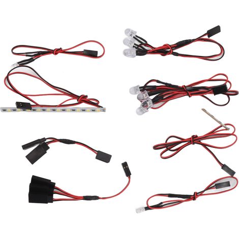Feu avant/arrière LED blanc rouge jaune pour ZD Racing MX07 4WD 1/7 RC, barre lumineuse phare et feu arrière (1/5)