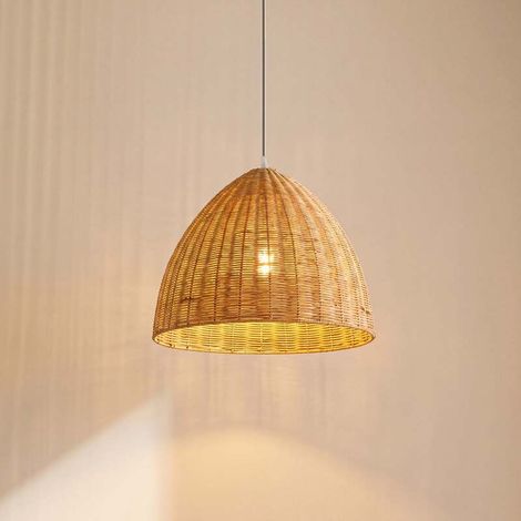 [GEBRAUCHT] B-Ware Lindby Hängeleuchte Laverne LED Pendelleuchte Rattan dimmbar beige Ø40cm 35cm (1/2)