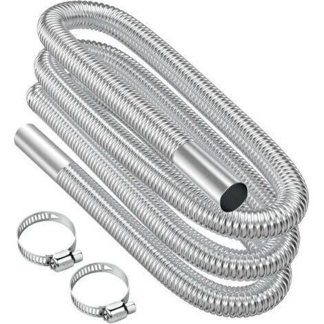 Tuyau d'échappement, 300 cm Portable Flexible Tuyau d'échappement en Acier Inoxydable avec 2 Colliers en Acier IOnoxydable, Tuyau d'Echappement de Voiture(25mm) pour Chauffage Diesel Voiture (1/4)