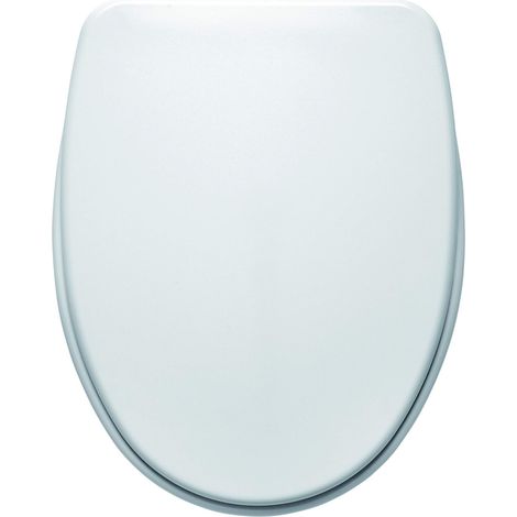 Abattant fixe pour WC, inclut kit de fixation et charnières en acier inoxydable, en forme D, coloris blanc, dimensions 37.4 x 4.8 x 47.4 cm – Modèle G5138201 (1/5)