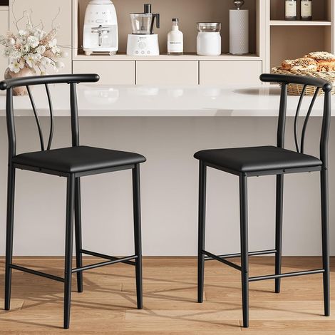 Lot de 2 Tabourets de Bar avec Dossier et Repose-Pieds - Hauteur d'Assise 65 cm - Design Moderne pour Ilot de Cuisine (1/5)