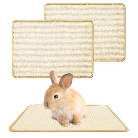 2 Lits en sisal pour lapins, tapis à griffer, jouet de soin des dents pour cages (1/5)
