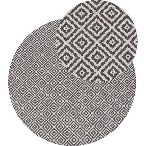 Tappeto rotondo per interni e per esterni con motivo geometrico ⌀ 160 cm Grigio Thrissur (1/5)