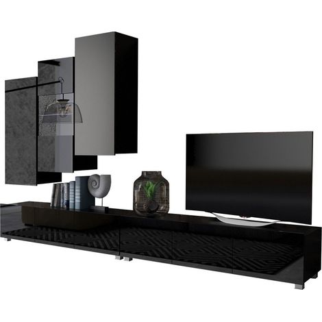 Conjunto de salón Remus XVII, Negro + Negro brillante