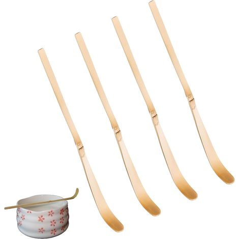 Set di 4 cucchiai di bambù, cucchiai di bambù per matcha, confezione da 2 cucchiaini, accessori decorativi ispirati al rituale giapponese del tè matcha – Zen Crafts (1/5)