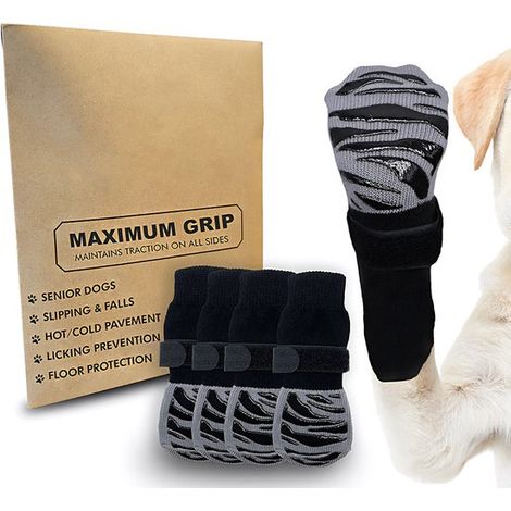 Calzini antiscivolo per cani, 2 paia, regolabili, protezione per zampe su entrambi i lati, per cani di piccola e media taglia, colore: marrone caffè, taglia XL (8,6 x (1/5)