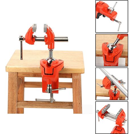 Mini étau pivotant 360° réglable mâchoire 70 mm serre-établi pour établi menuiserie (1/5)