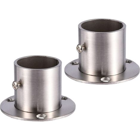 Lot de 2 supports à bride en acier inoxydable pour tringle de placard 32 mm – Résistant à la corrosion – Fixation ajustable – Pour armoires et penderies (1/5)