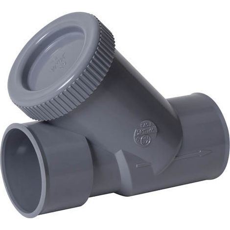 Nicoll – Clapet anti-retour sanitaire 45° Ø50 – PVC avec bouchon dévissable et joint – Accès facile pour nettoyage – Performance hydraulique optimale