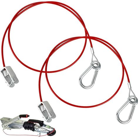 Piece of red trailer cable, 1 meter long trailer safety cable, breakaway cable with carabiner for all common braked trailers (1/5)
