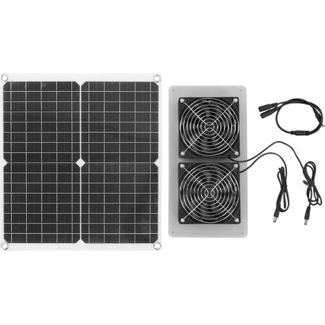 Kit de ventilateur solaire monocristallin étanche 18 V 25 W, 3 500 tr/min, pour serres, abris pour chiens et camping-cars. (1/5)