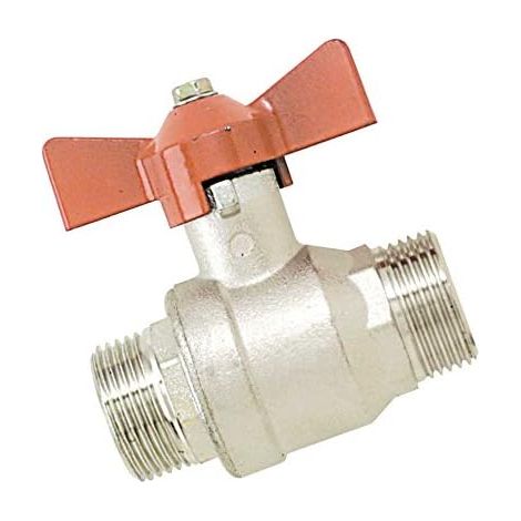 Vierteldrehventil aus vernickeltem Messing – 1 Stück – Gewinde MM15x21 – Voller Durchgang PN40 – Für Warmwasser im Haushalt – Flügeltürgriff
