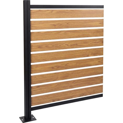 [NEUWERTIG] Alu Mülltonnen-Zaun HHG-567, Erweiterungselement Mülltonnenverkleidung, Holzoptik erweiterbar 130x100x6cm hellbraun