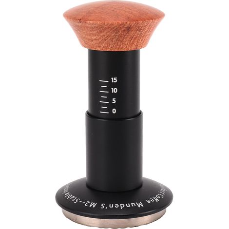 Doseur de café à ressort, manche en bois calibré, Base gaufrée 58mm (1/5)