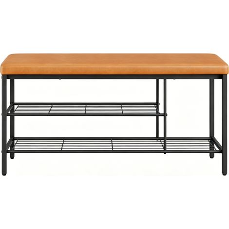 Schuhbank mit Sitzfläche 100 x 30 x 50 cm aus Kunstleder und Metall, schwarz/braun MODENUIT (1/5)