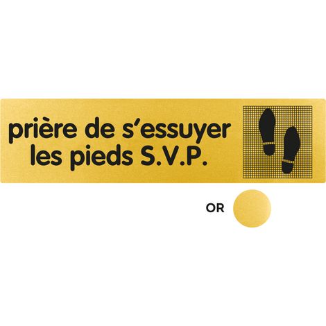 Plaque de porte Prière de s'essuyer les pieds - Classique or 170x45mm - 4490939