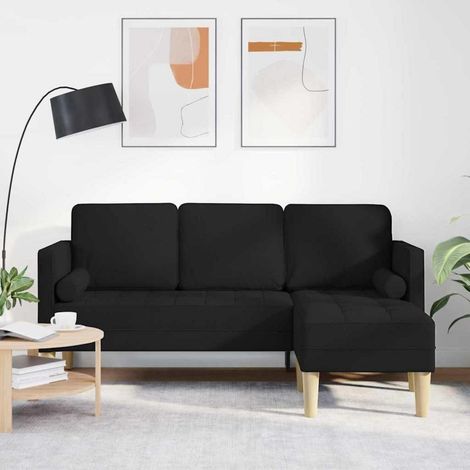 Ecksofa L-Form Sofa Schwarz Stoff 173x131x67cm (1/5)
