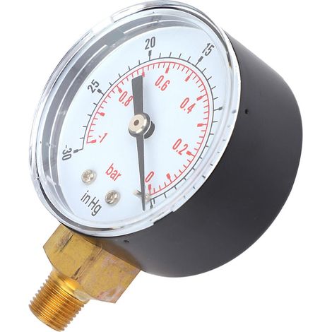 Manomètre à vide -1-0 bar (30-0 inHg), raccord inférieur 50 mm 1/8 BSPT pour air, eau et huile (1/3)