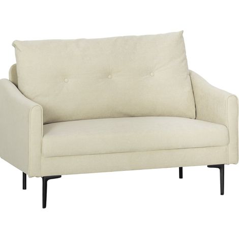 2-Sitzer-Sofa aus cremeweißem Stoff mit Schaumstoff und Metallgestell MODENUIT (1/5)
