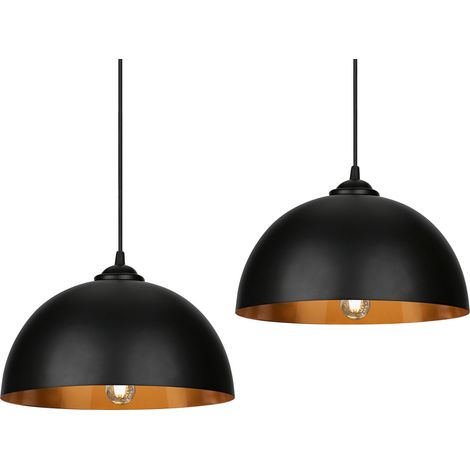 Wolketon 2er Set Vintage Pendelleuchte Ø30cm, Höhenverstellbare Industrie Hängelampe Schwarz/Bronze aus Metall, Retro Deckenlampe mit E27 Fassung für Wohnzimmer Esszimmer (Ohne Leuchtmittel)
