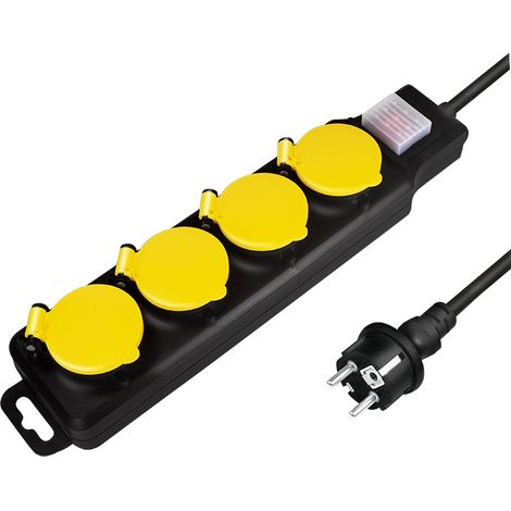 Cable de extensión para exteriores LogiLink: 1,5 m, IP44, 4 conectores CEE 7/3, interruptor, jardín. (1/5)