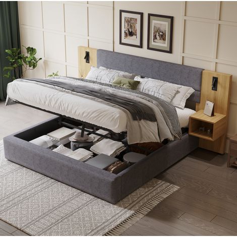 Cama dormitorio con almacenaje y mesitas USB OKMYHOME (1/5)