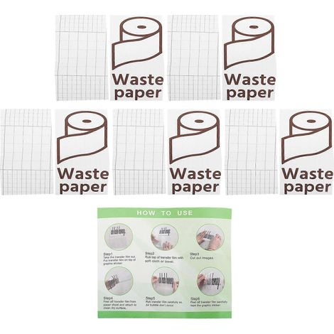 Lot de 5 autocollants de tri des déchets : poubelle, papier, etc.-20x12cm-Brown (1/2)