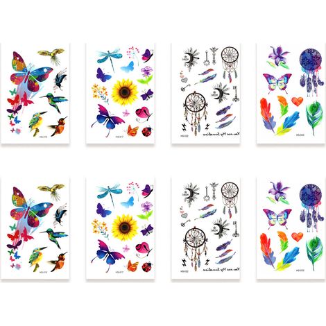Tatouage Temporaire - 8 Feuilles - Pour Adultes Et Enfants - Application Rapide En Moins De 30 Secondes - Idéal Pour Décoration Corporelle Ou Couverture De Cicatrices (1/5)
