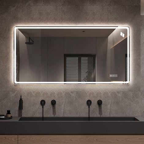 Specchio LED bagno 120 x 60 cm, antiappannamento, touch, 3 temperature, OKMYHOME (1/5)