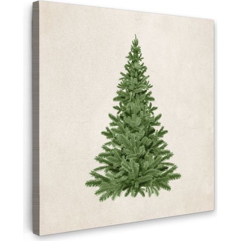 TABLEAU SUR TOILE Sapin de Noël - Vert - Noël - Fêtes Tableau Chambre Adulte 90x90 cm