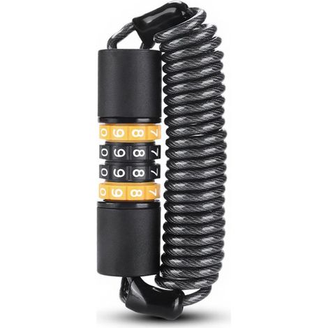 Candado de seguridad, antirrobo elástico para casco, cable de acero 4 dígitos (portátil)