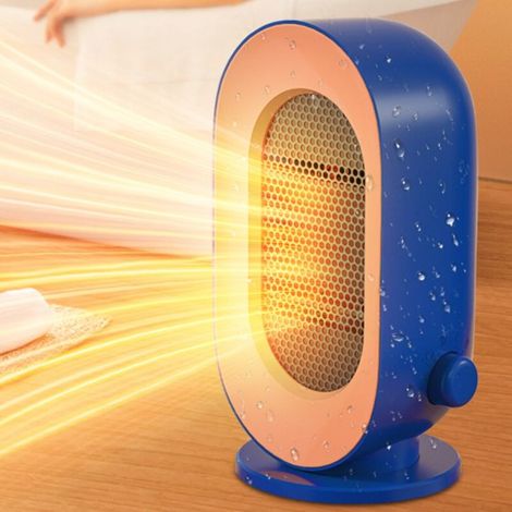 Mini-Elektroheizlüfter für den Innenbereich, Überhitzungs-/Kippschutz, schnell aufheizende PTC-Tischheizung (klein, blau-orange)