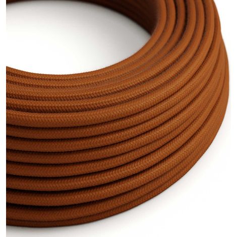 Creative-Cables Cavo elettrico rivestito in tessuto, Cotone, Marrone Cannella RC23, 3 x 0,75 mm², 1 m, Rotondo